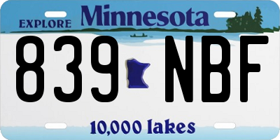 MN license plate 839NBF