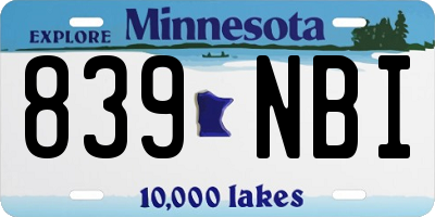 MN license plate 839NBI