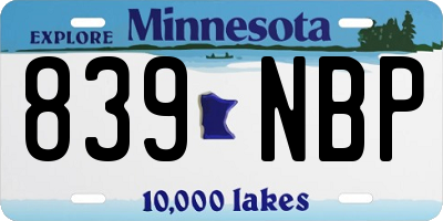 MN license plate 839NBP