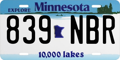 MN license plate 839NBR
