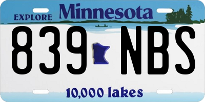 MN license plate 839NBS
