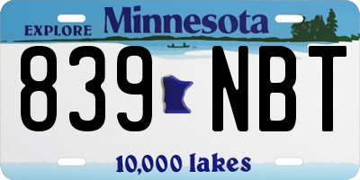 MN license plate 839NBT