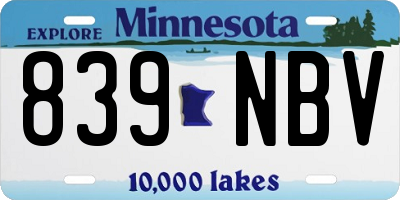 MN license plate 839NBV