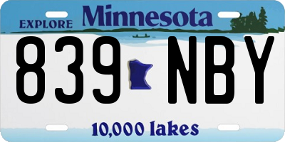 MN license plate 839NBY