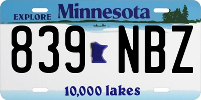 MN license plate 839NBZ