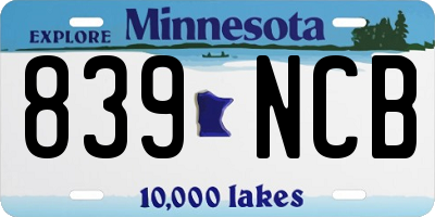 MN license plate 839NCB