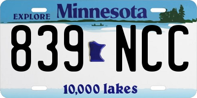MN license plate 839NCC