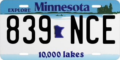 MN license plate 839NCE