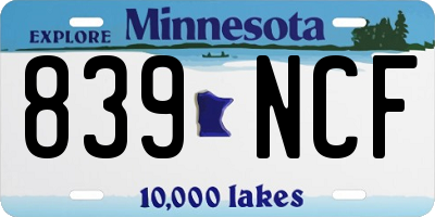 MN license plate 839NCF