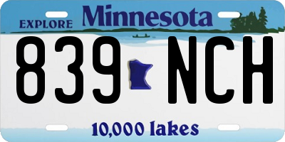 MN license plate 839NCH