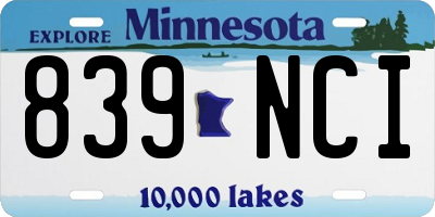 MN license plate 839NCI