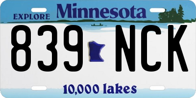 MN license plate 839NCK