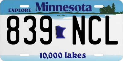 MN license plate 839NCL