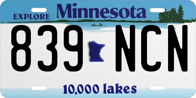 MN license plate 839NCN
