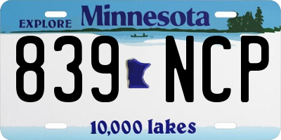 MN license plate 839NCP