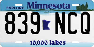 MN license plate 839NCQ