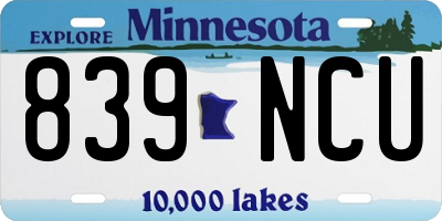 MN license plate 839NCU