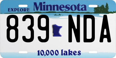 MN license plate 839NDA