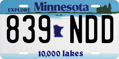 MN license plate 839NDD