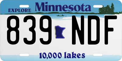 MN license plate 839NDF