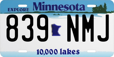 MN license plate 839NMJ