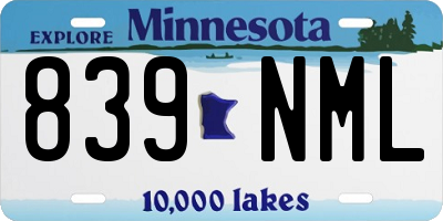 MN license plate 839NML