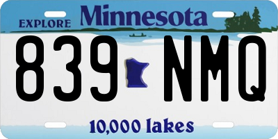MN license plate 839NMQ
