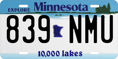 MN license plate 839NMU