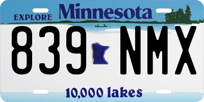 MN license plate 839NMX