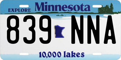 MN license plate 839NNA