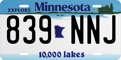MN license plate 839NNJ