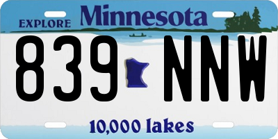 MN license plate 839NNW