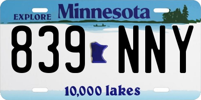 MN license plate 839NNY