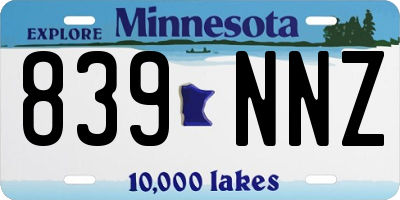 MN license plate 839NNZ