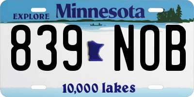 MN license plate 839NOB