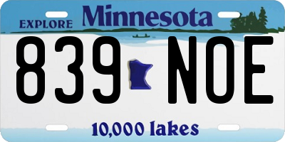 MN license plate 839NOE