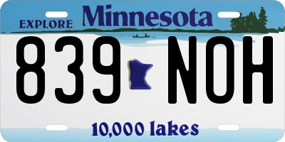 MN license plate 839NOH