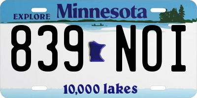 MN license plate 839NOI
