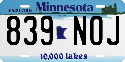 MN license plate 839NOJ
