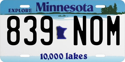 MN license plate 839NOM