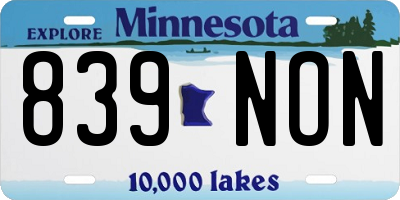 MN license plate 839NON