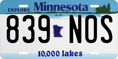 MN license plate 839NOS