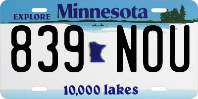 MN license plate 839NOU