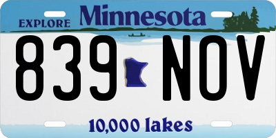 MN license plate 839NOV