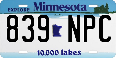 MN license plate 839NPC
