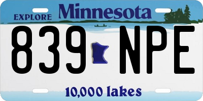 MN license plate 839NPE