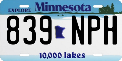 MN license plate 839NPH