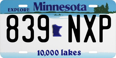 MN license plate 839NXP