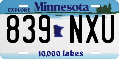 MN license plate 839NXU