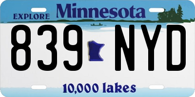 MN license plate 839NYD